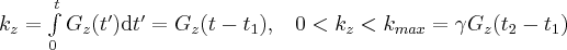 \label{1D_imaging3}
k_z = \gammabar \int \limits_0^t G_z(t') \mathrm d t' = \gammabar G_z (t-t_1), \hspace{10pt} 0 < k_z < k_{max}= \gamma G_z (t_2-t_1)