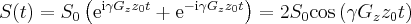 \label{1D_imaging2}
S(t) = S_0 \left(\mathrm{e}^{\mathrm{i} \gamma G_z z_0 t} + \mathrm{e}^{- \mathrm{i} \gamma G_z z_0 t} \right) = 2 S_0 \mathrm{cos} \left( \gamma G_z z_0 t \right)