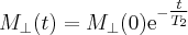 \label{M_transverse_T2_sol}
M_{\bot} (t) = M_{\bot} (0) \mathrm{e}^{- \tfrac{t}{T_2}}