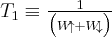 \label{T1_definiton}
T_1 \equiv \frac{1} {\big (W \hspace{-3pt} \uparrow + W \hspace{-3pt} \downarrow \big )}