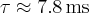 \label{T2*_estimate3}
\tau \approx 7.8 \hspace{2pt} \mathrm{ms}