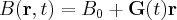 \label{B_definition_with_gradient}
B(\mathbf{r}, t) = B_0 + \mathbf{G}(t) \mathbf{r}