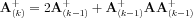 $\mathbf{A}_{(k)}^{+}=2\mathbf{A}_{(k-1)}^{+} +\mathbf{A}_{(k-1)}^{+}\mathbf{A}_{}\mathbf{A}_{(k-1)}^{+}