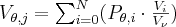 V_{\theta,j}=\sum_{i=0}^{N} (P_{\theta,i} \cdot \frac{V_i}{V_\nu})