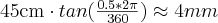 45 \mathrm{cm}\cdot tan(\frac{0.5*2\pi}{360}) \approx 4 mm