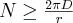 N \geq \frac{2 \pi D}{r}