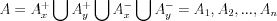 $
A=A_{x}^{+}\bigcup A_{y}^{+}\bigcup A_{x}^{-}\bigcup A_{y}^{-}={{A}_{1}},{{A}_{2}},...,{{A}_{n}}