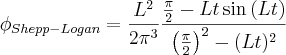 $\phi_{Shepp-Logan} =\frac{L^{2}}{2\pi^{3}}\frac{\frac{\pi}{2}-Lt\sin\left ( Lt \right )}{\left (\frac{\pi}{2}  \right )^{2}-(Lt)^{2}}