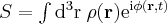 \label{signal_phased_sum}
S = \int  \mathrm{d^3r} \hspace{3pt} \rho ( \mathbf{r} )  \mathrm{e}^{ \mathrm{i} \phi (\mathbf{r} , t) }