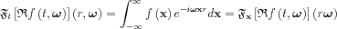 $\mathfrak{F}_{t}\left [\mathfrak{R}f\left ( t,\boldsymbol{\omega}  \right )  \right ]\left ( r,\boldsymbol{\omega}  \right )=\int_{-\infty }^{\infty }f\left ( \mathbf{x}  \right )e^{-i\boldsymbol{\omega}\mathbf{x}r}d\mathbf{x}= \mathfrak{F}_{\mathbf{x}}\left [\mathfrak{R}f\left ( t,\boldsymbol{\omega}  \right )  \right ]\left ( r\boldsymbol{\omega}  \right )