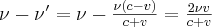 \nu-\nu'=\nu-\frac{\nu(c-v)}{c+v}=\frac{2\nu v}{c+v}