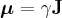 \label{gyro_ratio_quantum}
\boldsymbol{\mu} = \gamma \mathbf{J}