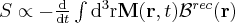 \label{NMR_signal}
S \propto - \frac{ \mathrm{d} } { \mathrm{d} t } \int  \mathrm{d^3r} \mathbf{M} (\mathbf{r} , t ) \mathcal{B}^{rec} (\mathbf{r} )